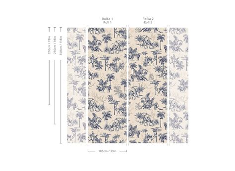 Jungle Wallpaper Monochrome Blue Safari Wild Animals Wall - Etsy