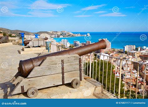 Cullera Cannon in the Castle Top with Aerial Skyline Stock Image - Image of coast, safor: 67682117