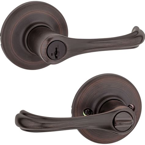 Kwikset Dorian Venetian Bronze Smartkey Reversible Keyed Entry Door Handle at Lowes.com