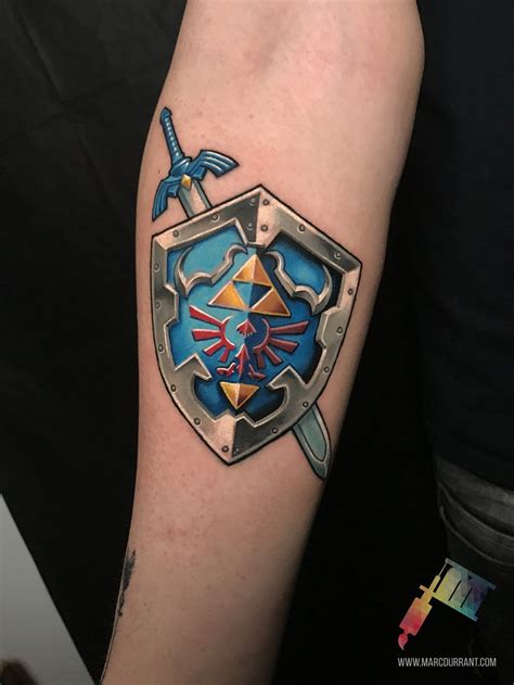 Hylian Shield and Master Sword by me, Marc Durrant, at Hidden Los Angeles Tattoo. : tattoos