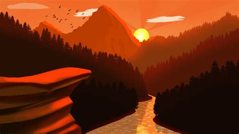 3840x21602019 Nature Sunset Near Mountain River Artwork 3840x21602019 ...