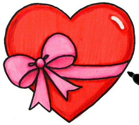 Heart Gift | Valentine drawing, Valentines day drawing, Cute heart drawings