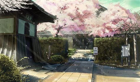 2560x1440px, 2K free download | Cherry blossom, scenic, anime houses, sunlight, Anime, HD ...