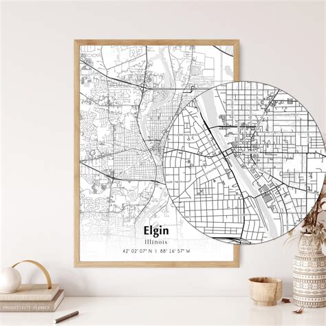 Map of Elgin Digital File, Modern City Map, Elgin Printable Map, Elgin ...