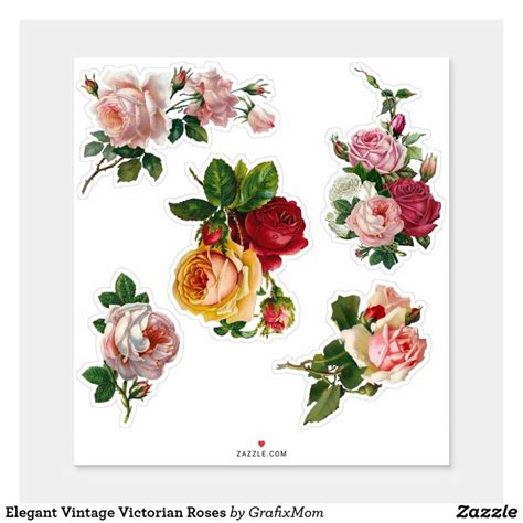 Elegant Vintage Victorian Roses Sticker | Victorian rose, Floral ...