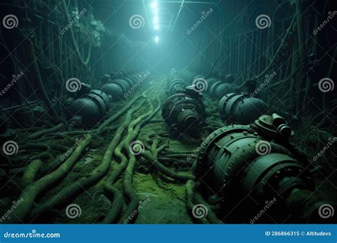 Installation of Underwater Cables for Power Plant Stock Illustration ...