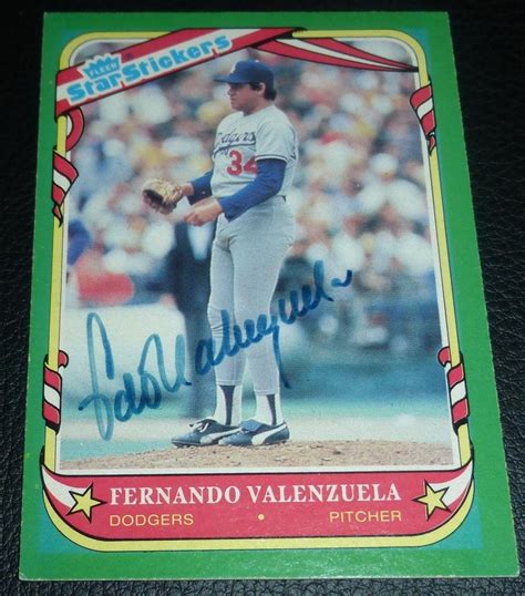 Fernando Valenzuela Signed 1987 Fleer Stickers Baseball Card PSA/DNA COA Dodgers