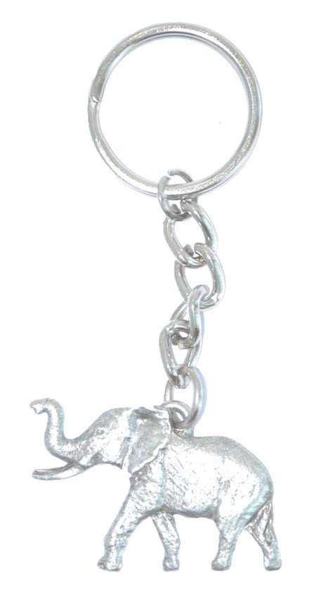 Elephant Keychain Silver Pewter Key Chain Ring