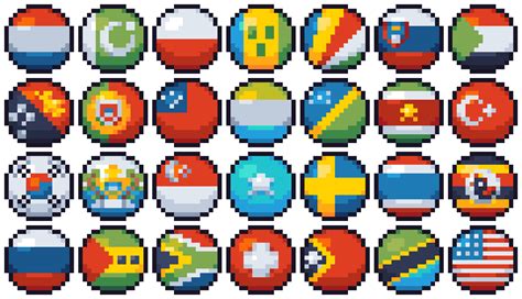 Pixel Art Flags of The World by Reff Pixels