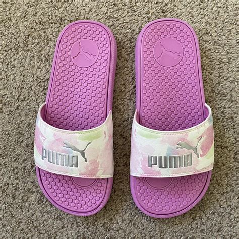 puma slides. worn once - Depop