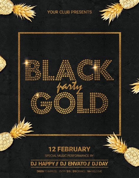 Black Gold Party Flyer Poster By artolus | TheHungryJPEG