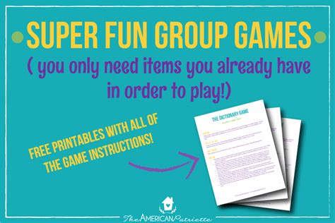 Fun Group Games + Free Printable with Instructions! - The American ...