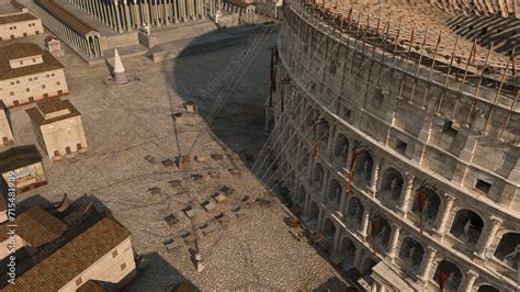 roman colosseum scientific 3D reconstruction with animated detail of the velarium, roman forum ...