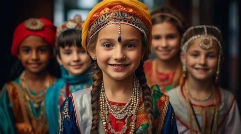 Premium AI Image | Students in traditional attire celebrating cultural ...