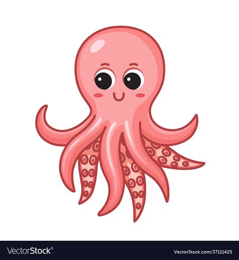 Cute cartoon octopus isolated on white background Vector Image