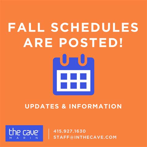 Fall Schedules are Posted! – The Cave Marin