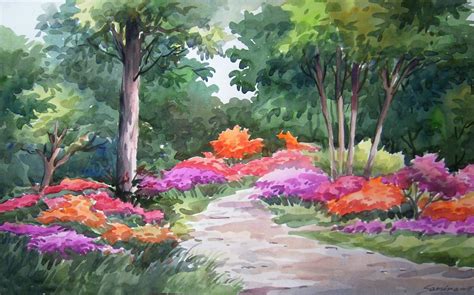 Beauty of Flowers Garden inside a Forest - Watercolor on Paper (2014 ...