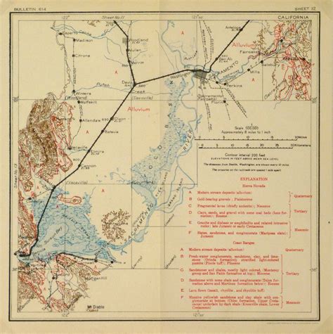 Antique Map Sacramento Valley California, 1915