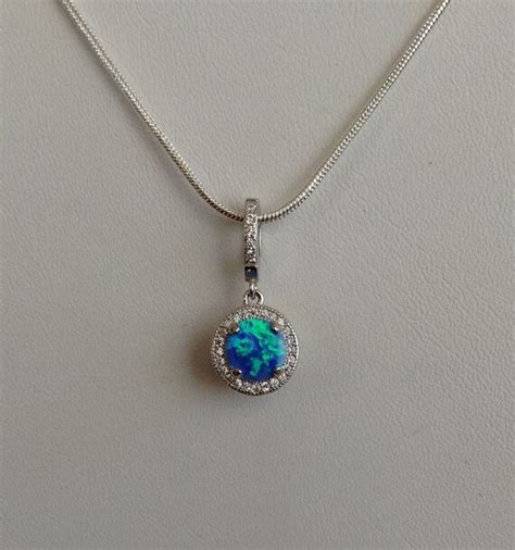 Australian Blue Fire Opal Pendant Sterling by SilverBoutique925