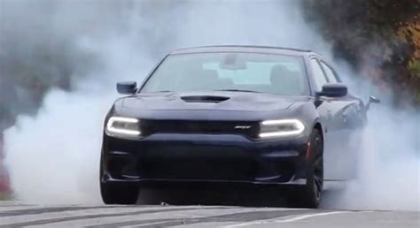 Tire Shredding: 2015 Dodge Charger SRT Hellcat Turns Tires to Smoke in ...