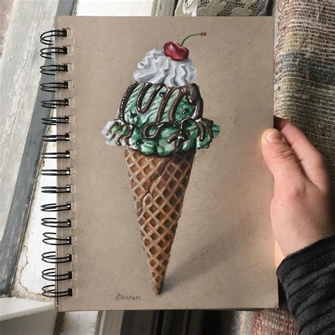 Ice Cream Drawing Realistic : So instead of the usual waffle cone and ...