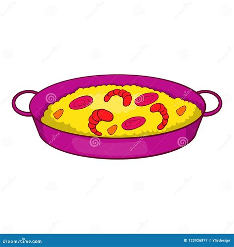 Paella with Seafood on Pan Icon, Cartoon Style Stock Illustration ...