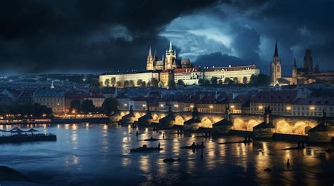 Premium AI Image | Night view of Prague Castle