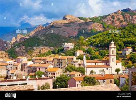 Piana Village, Les Calanches, Golfe de Porto, Corsica Island, France, UNESCO Stock Photo - Alamy