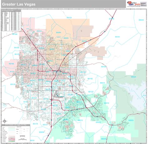 Greater Las Vegas, NV Metro Area Wall Map Premium Style by MarketMAPS