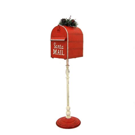 Zaer Ltd. International 21 in. Standing Santa's Mail Christmas Mailbox with Light-up Wreath in ...