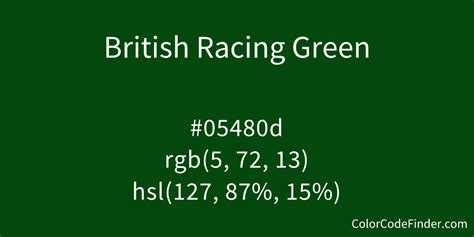 British Racing Green Color Code is #05480d