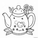 Cute Teapot With Flowers Coloring Page 69425 54952 sketch template