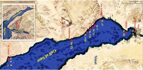 Map shows sites of study at the western coasts of the Suez Gulf ...