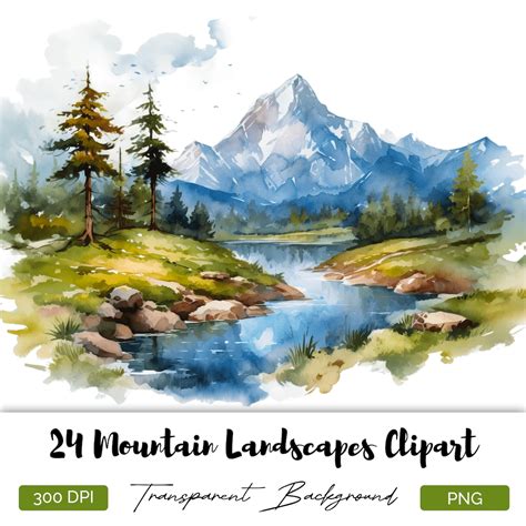 Mountain Watercolor Landscapes 24 High Quality PNG Images - Etsy