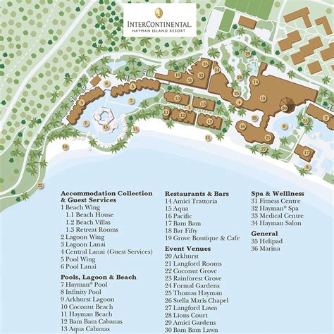 Simple Island Resort Map and Key for IHG Group | Lovell Johns