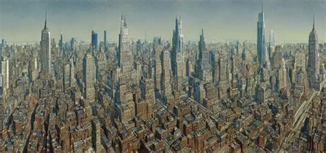 Landscape of New York City in the year 2050 by Alan Lee | Stable Diffusion