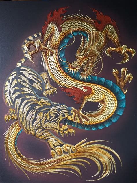 Exquisite Tiger Dragon Art For Sale | Royal Thai Art