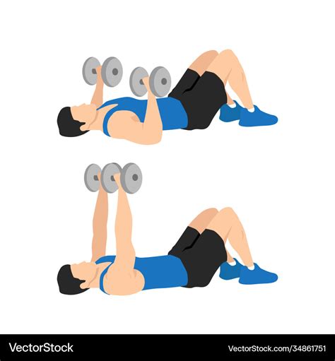 Dumbbell floor chest press exercise Royalty Free Vector