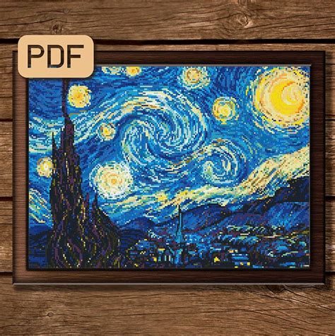 Starry Night Cross Stitch Pattern Van Gogh Painting | Etsy in 2021 ...