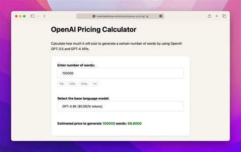 OpenAI pricing calculator | InvertedStone