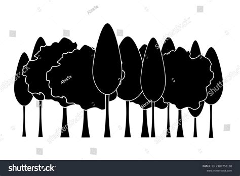 Silhouette Forest Trees Jungle Silhouette Illustration Stock Vector ...