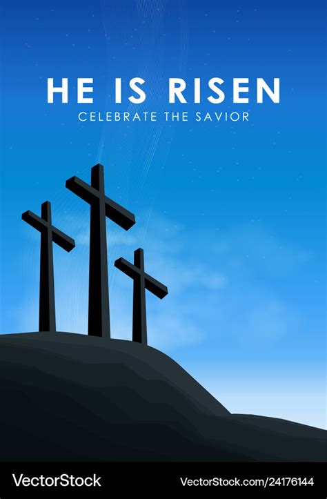 Christian easter scene saviour cross on dramatic Vector Image