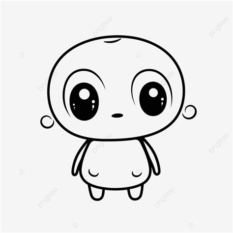 Cartoon Baby With Large Eyes And Big Ears Vector, Basic Simple Cute ...