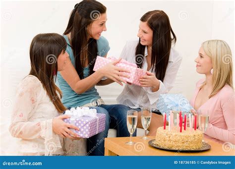 Birthday Party - Woman Getting Present, Surprise Royalty Free Stock ...