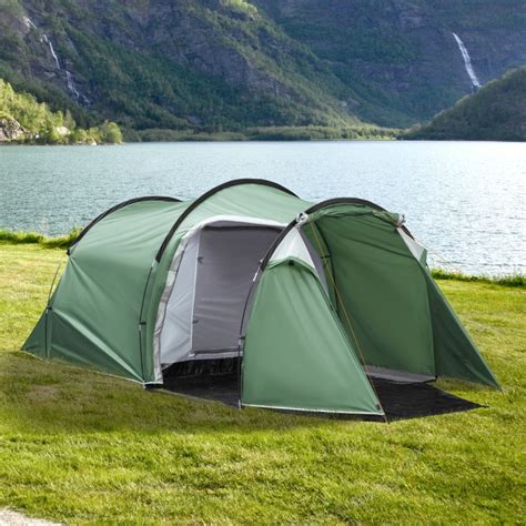 Outsunny Camping Dome Tent 2 Room for 3-4 Person with Weatherproof ...