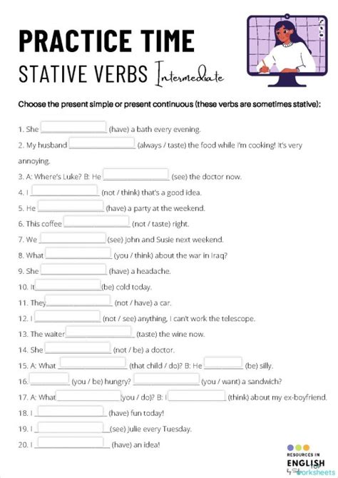 Stative Verbs - Intermediate. Interactive worksheet | TopWorksheets