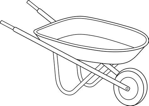 Wheelbarrow Line Art - Free Clip Art