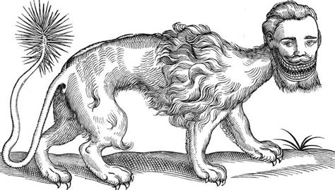 Manticore - from Edward Topsell’s The History of Four-Footed Beasts of 1607. The manticore ...