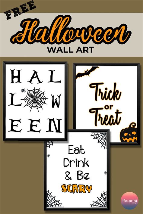 Free Halloween Printables Wall Art Black And White Art From Ella Claire ...