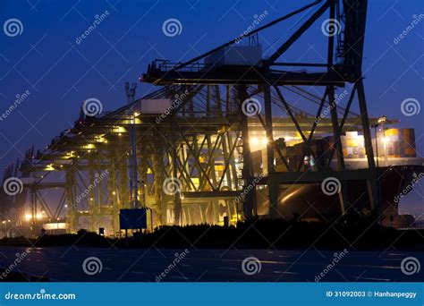 Loading port night view stock image. Image of discharge - 31092003